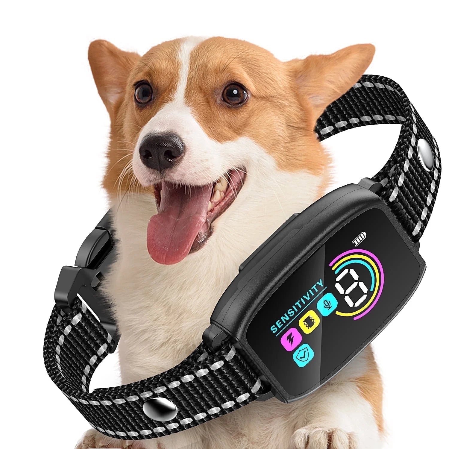 Bark Collar for Dog, anti Barking Dog Collar for Large Medium Dogs, Smart Auto Training Dog Collar with Screen, Rechargeable Adjustable Shock Collar W/ 8 Levels Beep Vibration Shock Modes