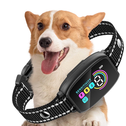 Bark Collar for Dog, anti Barking Dog Collar for Large Medium Dogs, Smart Auto Training Dog Collar with Screen, Rechargeable Adjustable Shock Collar W/ 8 Levels Beep Vibration Shock Modes