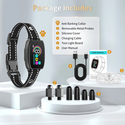 Bark Collar for Dog, anti Barking Dog Collar for Large Medium Dogs, Smart Auto Training Dog Collar with Screen, Rechargeable Adjustable Shock Collar W/ 8 Levels Beep Vibration Shock Modes